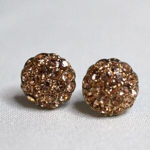 Elegant Y2K Champagne Crystal Fave Gold Tone Stud/Post Party Glam Diva Earrings